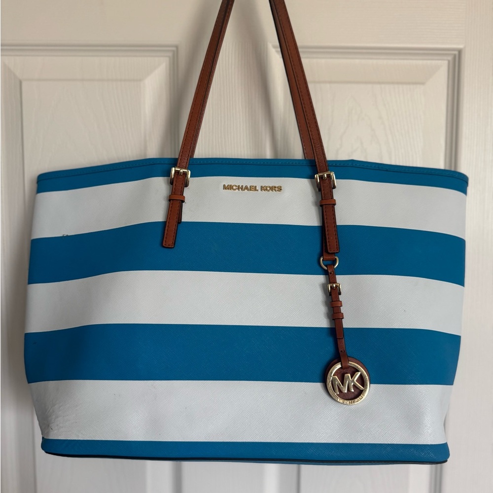 Michael Kors Blue and White Nautical Tote